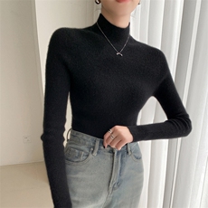 软糯感山羊绒衫女一线成衣无缝高领针织衫毛衣修身显瘦打底衫上衣，女装羊毛衫，暖凌绒