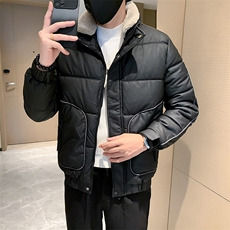 冬季新款皮棉衣男加厚可拆羊羔毛领立领修身痞帅棉袄PM01-P148，男装棉衣，电商D323（原B261）