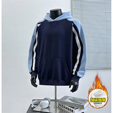 480G重磅加绒硬挺boxy男女秋冬美式高街结构拼接撞色卫衣厚外套，女装短外套，电商A486-1