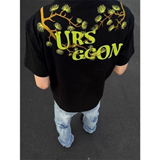 网图有货美式刺绣罗汉松短袖男女高街字母花卉宽松t恤A433-P35，男装T恤，星座1505