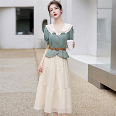 法式小香风牛仔套装女2025夏季新款小个子气质收腰连衣裙两件套潮，女装套装/套裙，涵墨