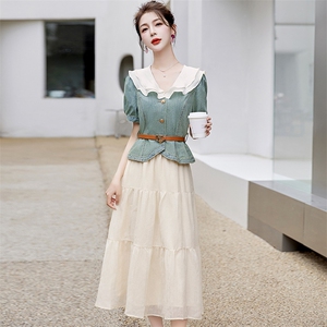 法式小香风牛仔套装女2025夏季新款小个子气质收腰连衣裙两件套潮,女装套装/套裙,涵墨