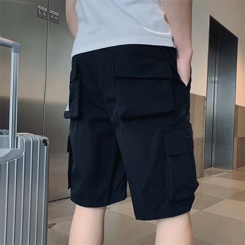 夏季运动裤工装短裤男生宽松篮球外穿冰丝薄款休闲裤2024港风新款,男装牛仔裤,星座1013