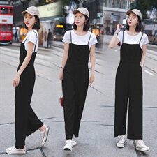 2021年夏季潮流时尚舒适优雅个性纯色两件套显瘦，女装裤子，辉之琳