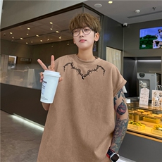 2025夏季新款高街美式印花坎背心肩短袖BXJP200-特批19控38，男装背心/马甲，星座605(原A050)