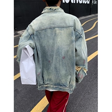 得物品质秋款男破洞重工牛仔夹克宽松休闲外套JK3505P78，男装夹克，星座1013-1