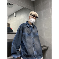 秋季美式牛仔外套男高级感复古痞帅炸街潮牌上衣废土风宽松夹克，男装夹克，星座410-7