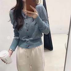 针织衫女宽松开衫女外搭短款上衣长袖空调衫，女装针织衫/毛衣，半城羊绒