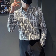 花衬衫男五分袖春秋季痞帅发型师男装斑马纹印花衬衣CS109，男装衬衫，星座1116A-2（原606A-1）