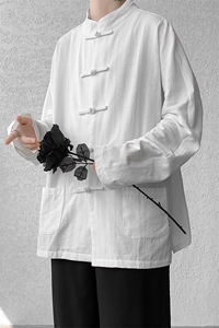8XL-M 特大码棉麻长袖衬衫风衬衫新中式打底衫CS504P68控88图片