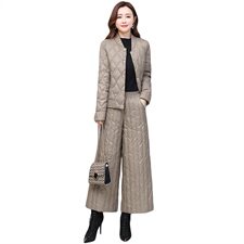 羽绒服套装女2024冬季新品中青年气质显瘦时尚阔腿裤白鸭绒两件套，女装羽绒服，悠米
