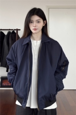 美式复古藏青色飞行员夹克外套潮牌欧美街头vintage短款棒，女装短外套，星座505-2（原电商A260-1)