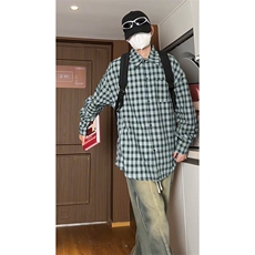 港风宽松格子衬衫男KD613-P45控68，男装衬衫，电商D312-1