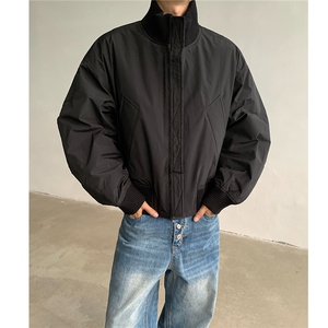 主推 美式高街立领棒球棉服飞行夹克棉衣短款外套男 H1030特P60图片