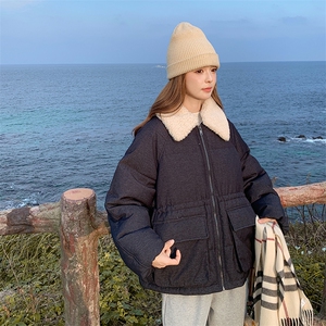 【现货】24冬羊羔毛拼接翻领短款羽绒服A838 P300 K438图片