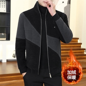 秋冬新款男士高品质加绒加厚毛呢大衣夹克外套上衣D28P145控238图片