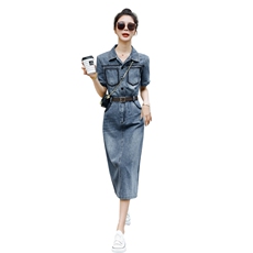 时尚牛仔连衣裙修身显瘦夏季必备单品，女装连衣裙，秋水欣儿
