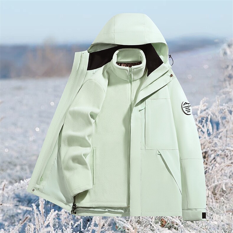 户外连帽男女新款三合一防风防水登山服软壳保暖外套H6188-P90,男装棉衣,星座1403A