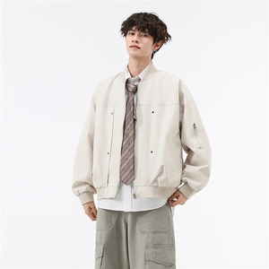 美式复古风棒球服夹克撞钉设计痞帅百搭休闲外套 J51339  TP65图片