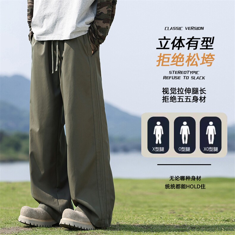 新款宽松休闲裤韩版潮流百搭裤子坠感阔腿简约风K02550-P55,男装休闲裤,星座308B-2