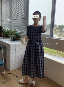 夏款.格子连衣裙图片