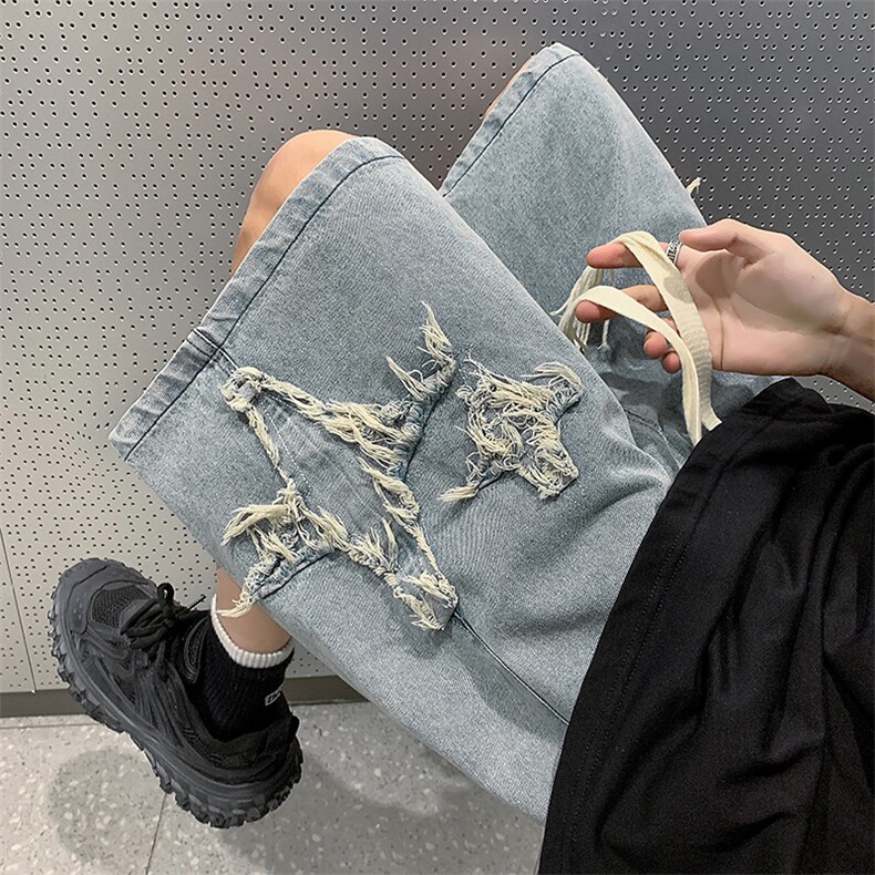 男士短裤ins潮牌五分裤夏季宽松运动休闲牛仔裤XD22935-P45,男装牛仔裤,电商A042