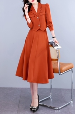 职业套装女高级感2024春秋新款时尚气质女神范小西装连衣裙两件套，女装套装/套裙，卡杰菲