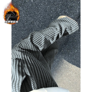 重磅480g雪尼尔鱼骨纹保暖银狐绒宽松休闲裤K5713J加绒-特P45控88图片