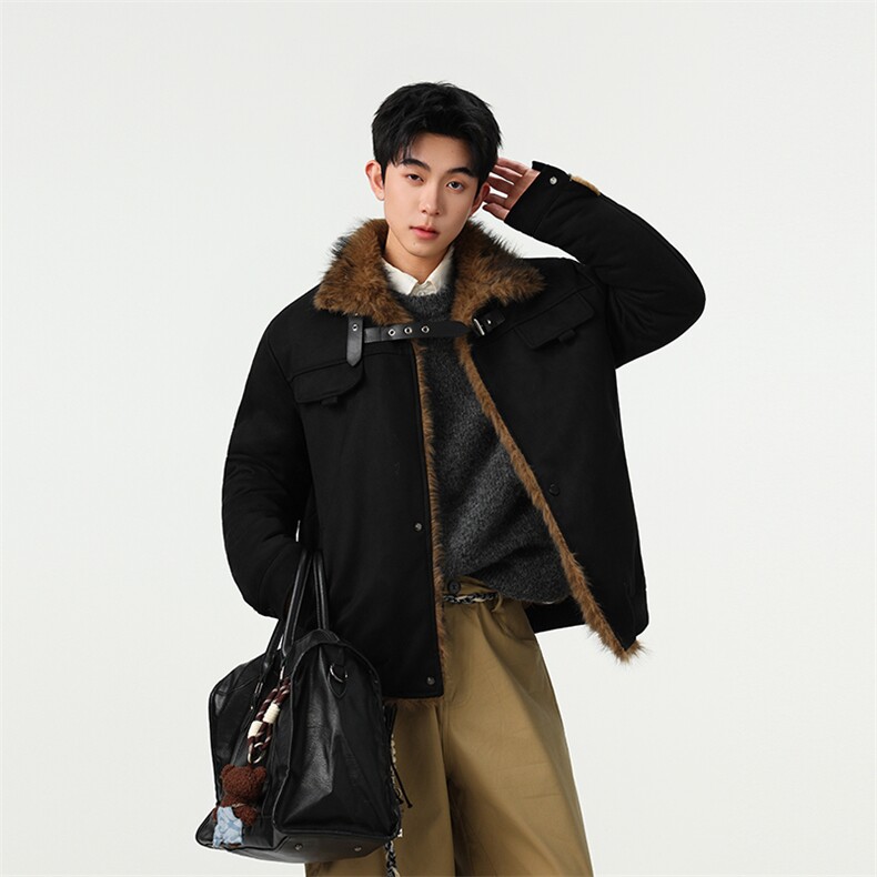 现货新款座山雕结构毛领棉服男MY085-P115图片