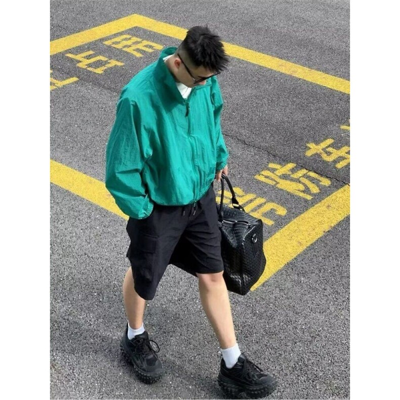 新款日系速干防风立领防晒衣男士潮牌宽松休闲防晒服透气上衣外套图片