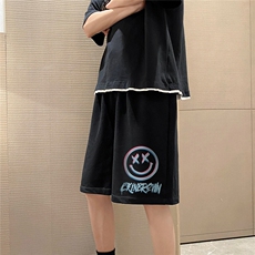 1港风休闲大码M-5XL运动5分裤原宿潮流五分裤男士DK7088P25控38，男装牛仔裤，星座226-2