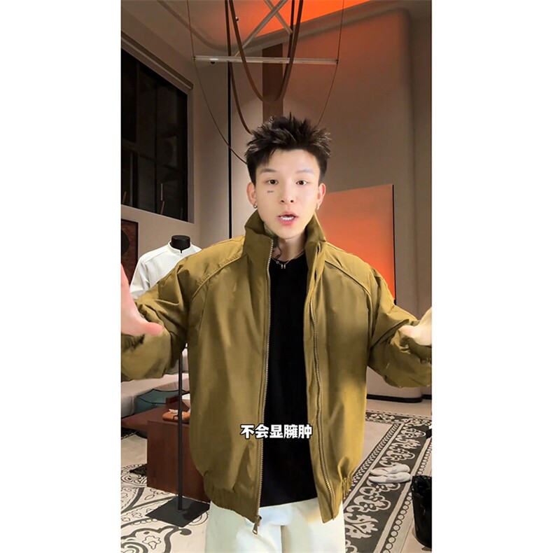现货美式高街休闲夹克冬季三防立领纯色户外工装加厚棉服外套图片