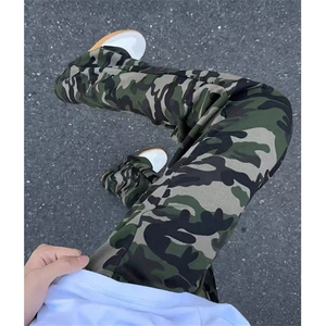 迷彩卫裤男款秋季慵懒风直筒弯刀裤子cleanfit休闲运动裤 K03图片