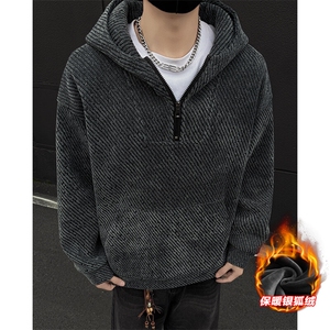 特批P60无差价冬季雪尼尔小香风粗花针织加绒连帽卫衣W5091J加绒图片