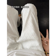 【网图】B221美式ins宽松格子休闲白色牛仔裤LK25579-特P45控78，男装牛仔裤，电商B221