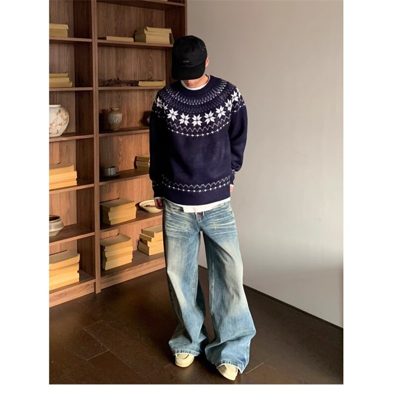 网图老钱风直通宽松休闲牛仔裤CK801/特P50,男装牛仔裤,电商B350