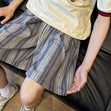 夏季条纹日系复古冰丝短裤男速干五分裤子-A2126TP22无差价控38，男装牛仔裤，电商B241