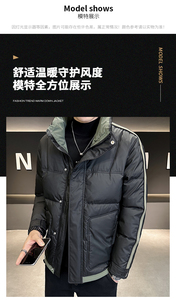 秋冬立领潮牌白鸭绒御寒加厚保暖韩版青年防寒短款外套派客服男装图片