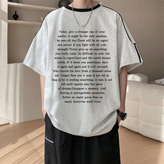 图案已注册夏季韩系字母印花宽松短袖T恤男潮百搭打底衫D004/P45，男装T恤，电商B209