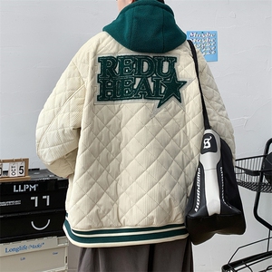 冬款港风加棉加厚创意棉服假两件连帽外套男士8135-P140 控价178图片