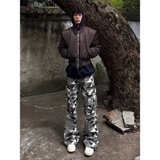 A484-P52潮流美式复古多口袋波点迷彩工装裤vibe街头嘻哈微喇，男装T恤，电商B323A