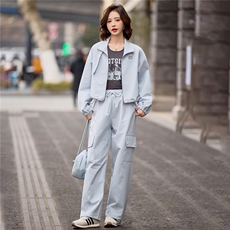 2026年春季新款时尚立领帅气酷飒三件套，女装套装/套裙，依路服饰