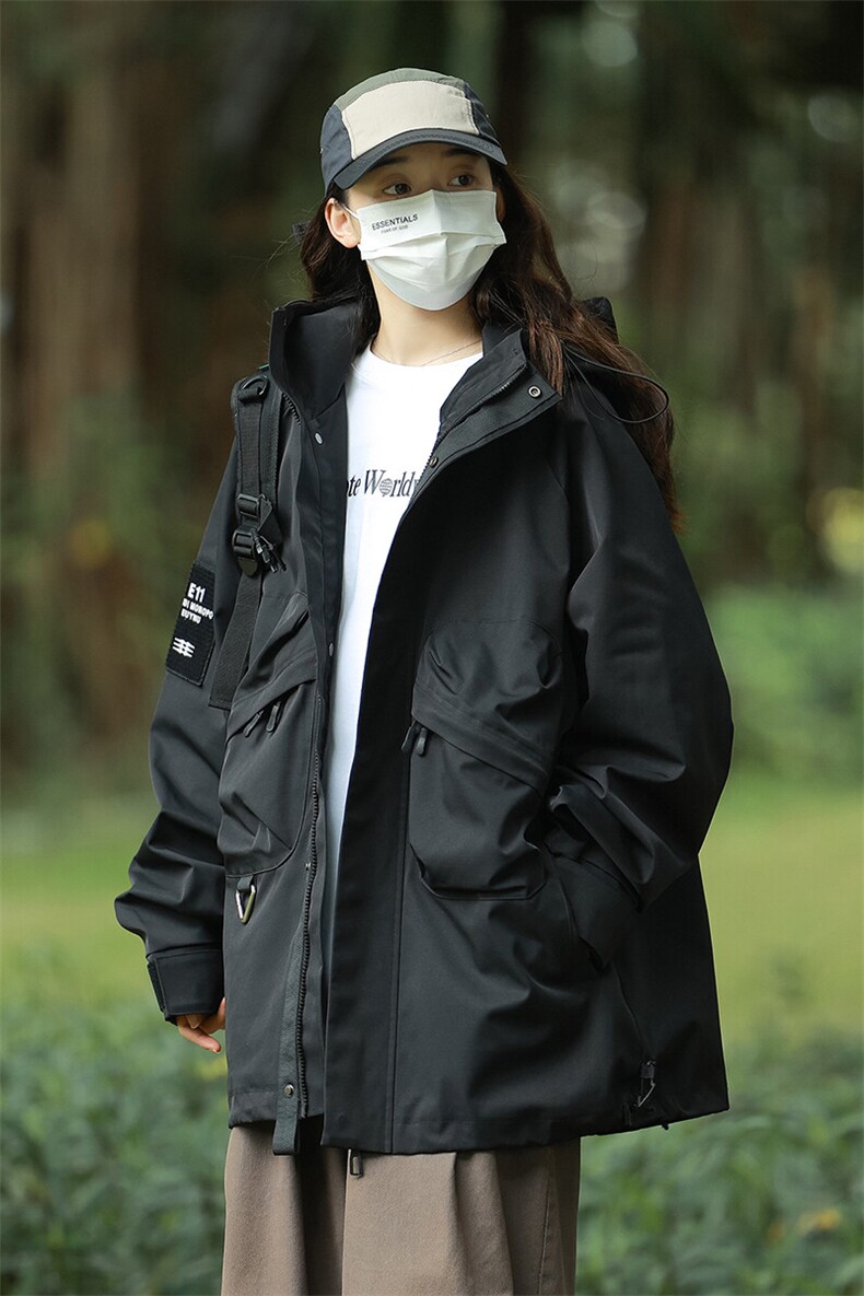 户外工装风口袋冲锋衣外套风衣男女连帽百搭休闲夹克2353-P70,男装夹克,星座1403A