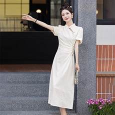 2024夏季新款中式提花刺绣立领仙气显廋连衣裙，女装连衣裙，琦鑫阁（原依鑫阁）