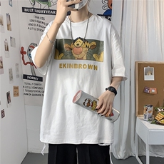 2021港风圆领青春休闲大码运动日系原宿潮流男士短袖宽松728F25，男装T恤，星座227-7