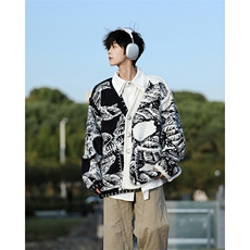 8XL-M慵懒风软糯毛衣开衫针织开衫外套男中长款MY1215P118控148，男装针织衫/毛衣，电商D206-1