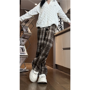 冬季新款潮流美式复古格子加绒宽松休闲裤B315-K862JR-p65控88图片
