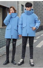 冬装白色大工装白鸭绒羽绒服男中长款加厚外套班服团服218-P120，男装羽绒服，星座1602B（原101B-1）