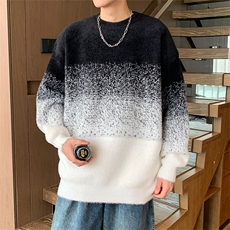 311B-1-CM-3958-P65控89港风貂毛水貂绒渐变提花春色大码针织毛衣，男装针织衫/毛衣，星座311B-1