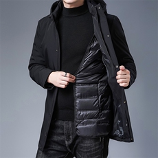 冬季中年可脱卸帽羽绒服男士中年爸爸装可卸内胆外套ZS20862-P340，男装羽绒服，电商B212（原钱塘6029）